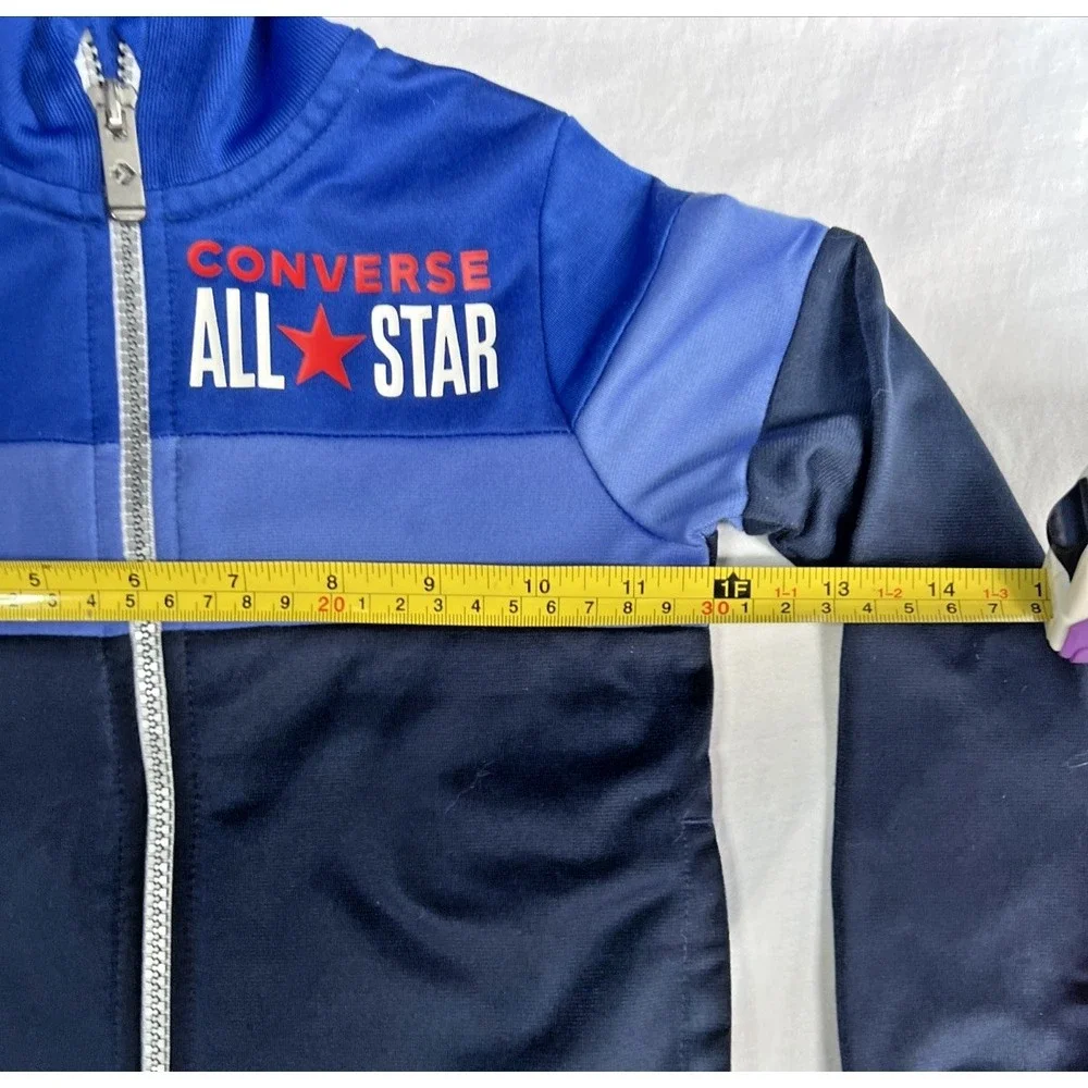 Converse Track Jacket All Star Athletic‎ Zip Up 3T Blue Lightweight High Neck